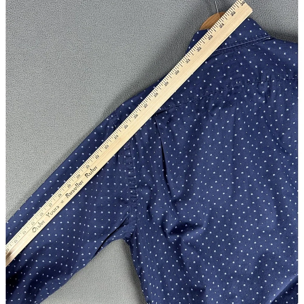 Polo Ralph Lauren Shirt Mens Medium‎ Navy Blue Geometric Nautical Prep Office